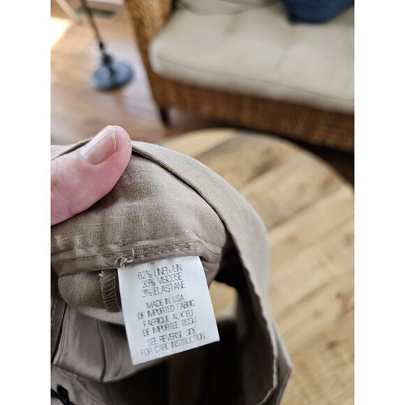 Theory Beige Linen Blend Shorts Women's Size 0 Chino City Boho Beach Resortwear - Picture 3 of 7